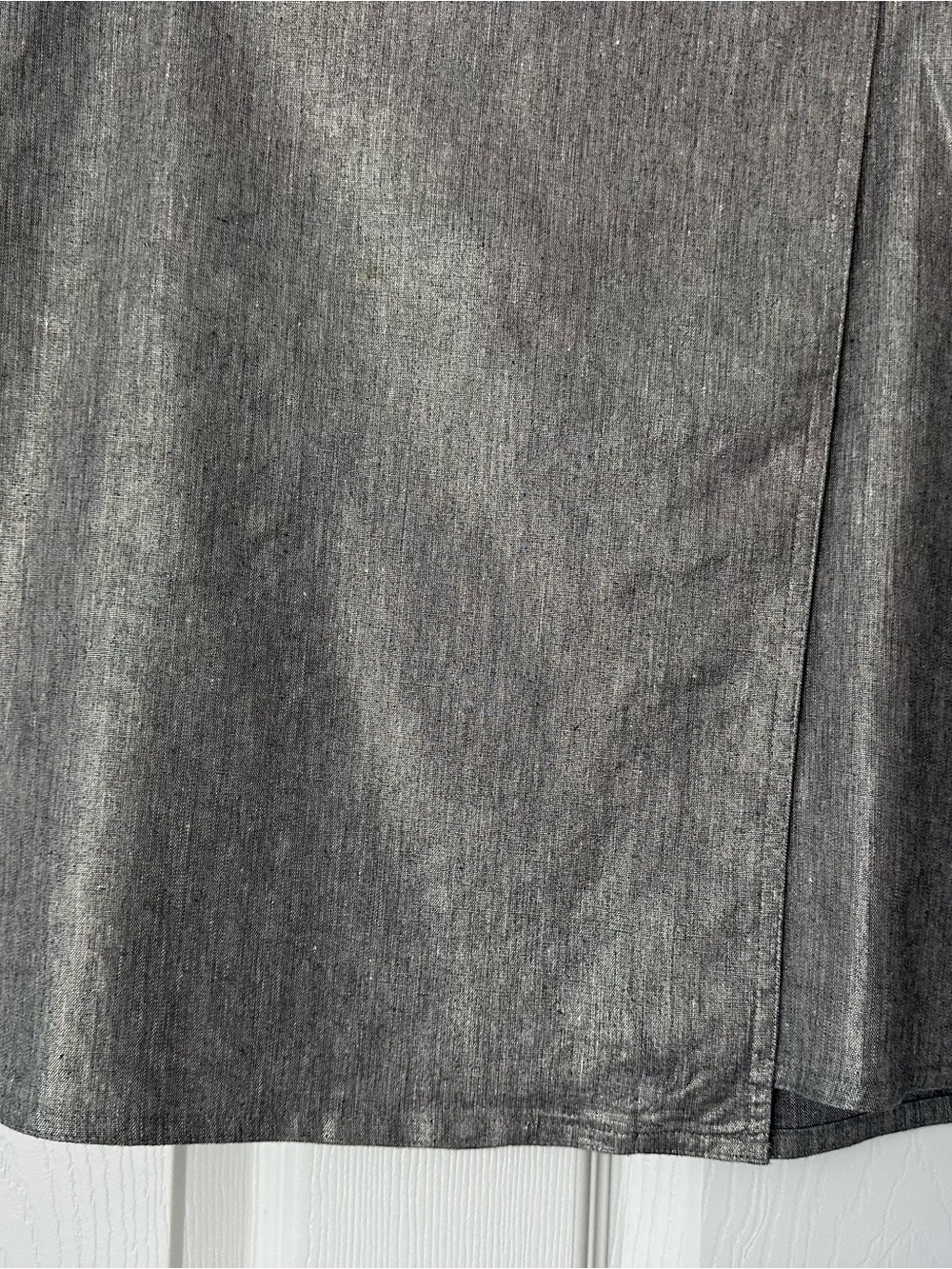 Eileen Fisher Silver A-Line glimmer linen Wrap Women’s mini Skirt - Picture 6 of 14
